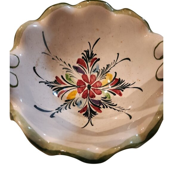 Vtg Bowl Basket Hand-Painted Ceramic Floral Jay Willfred Portugal grannycore - Picture 3 of 4